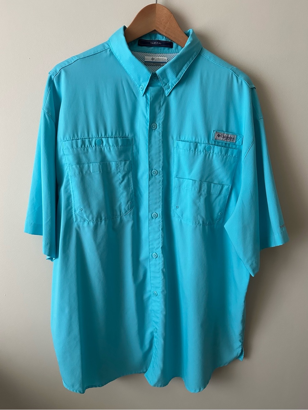 Columbia Men’s Big And Tall Turquoise Short-Sleeve Button-Down Shirt